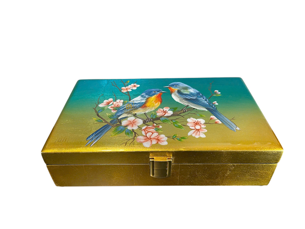 Hộp đựng nữ trang sơn mài - Hoa Chim