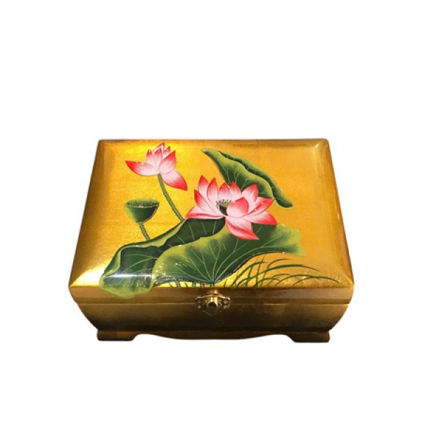Hộp nữ trang - Hoa sen nền vàng
