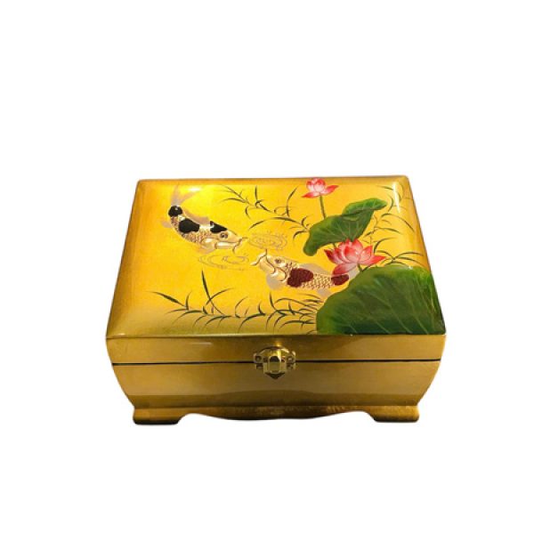 Hộp nữ trang - Sen cá nền vàng