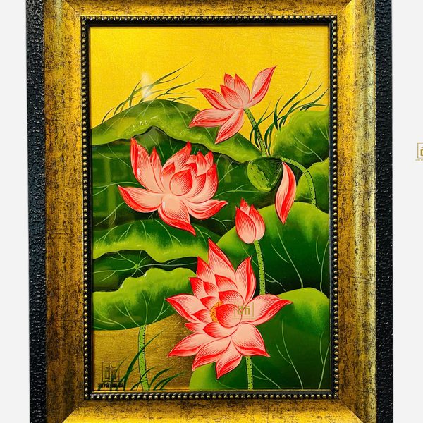 Tranh treo tường Hoa Sen - Nền vàng