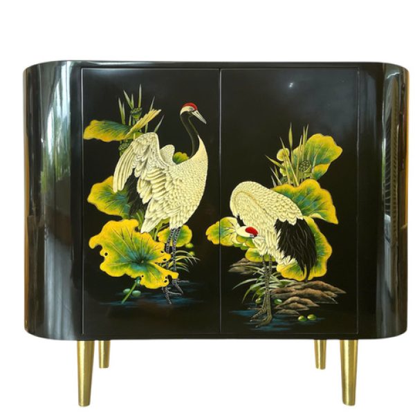 Tủ sơn mài nghệ thuật - Vẽ chim hạt