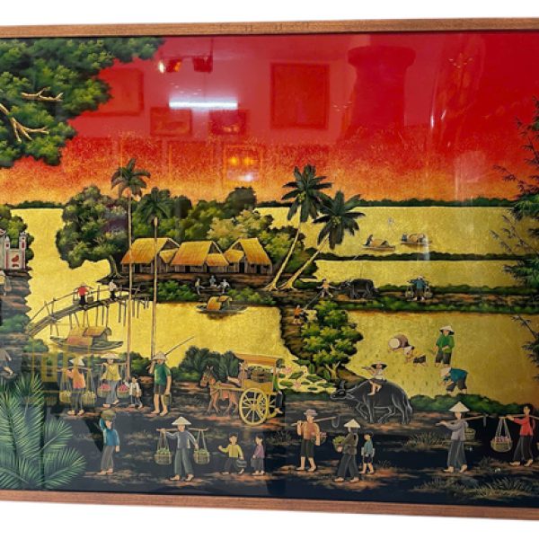 Tranh Sơn Mài Nghệ Thuật - Cảnh Đồng Quê