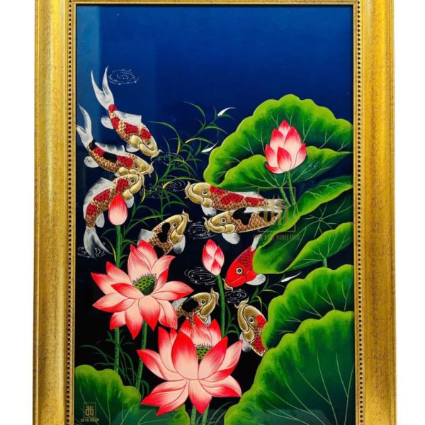 TRANH SƠN MÀI NGHỆ THUẬT - SEN CÁ